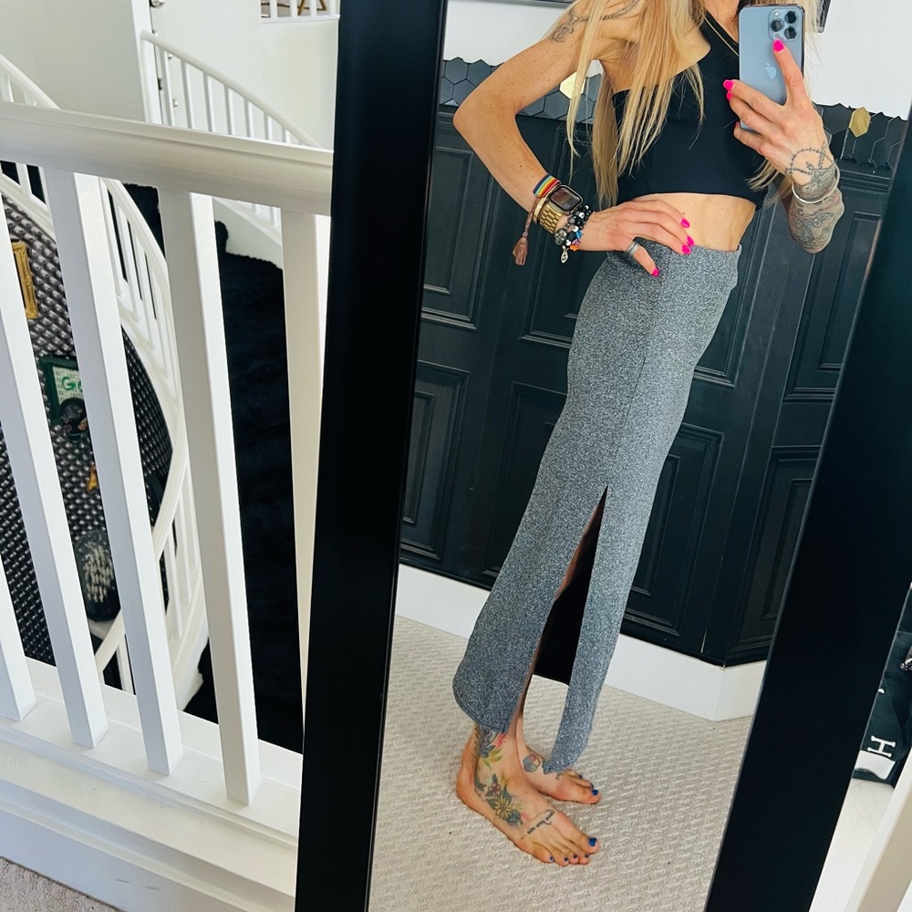 Top Shop maxi stretch silver skirt